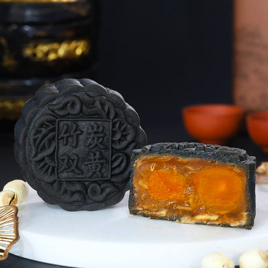 Charcoal Premium Lotus Double Yolk - Baked Skin Mooncake